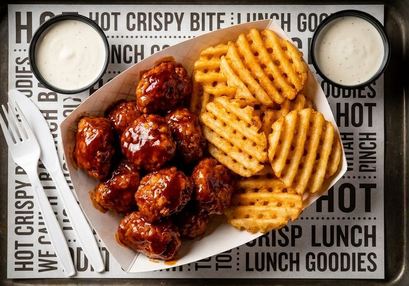 10pc boneless wings with waffle fries